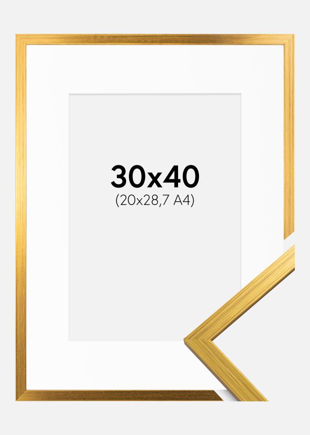 Ramme Edsbyn Guld 30x40 cm - Passepartout Hvid 21x29,7 cm (A4)