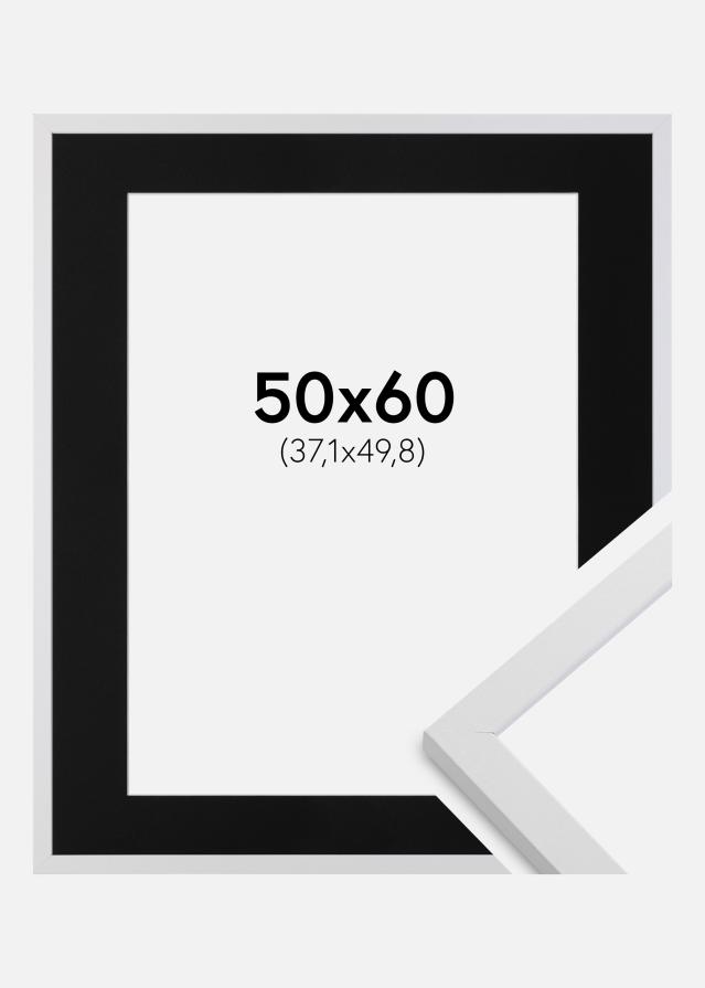 Ramme Trendy Hvid 50x60 cm - Passepartout Sort 15x20 inches