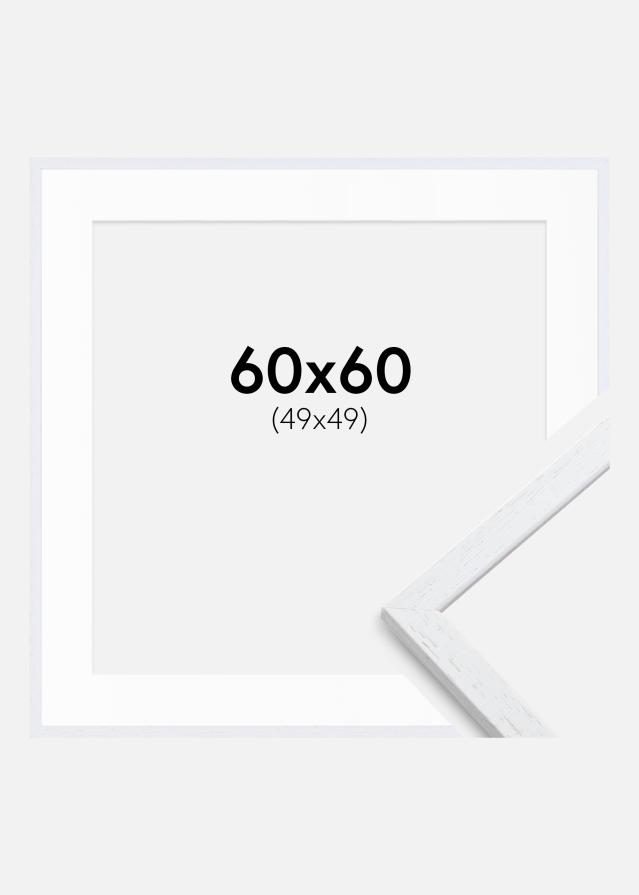 Ramme Edsbyn Warm White 60x60 cm - Passepartout Hvid 50x50 cm