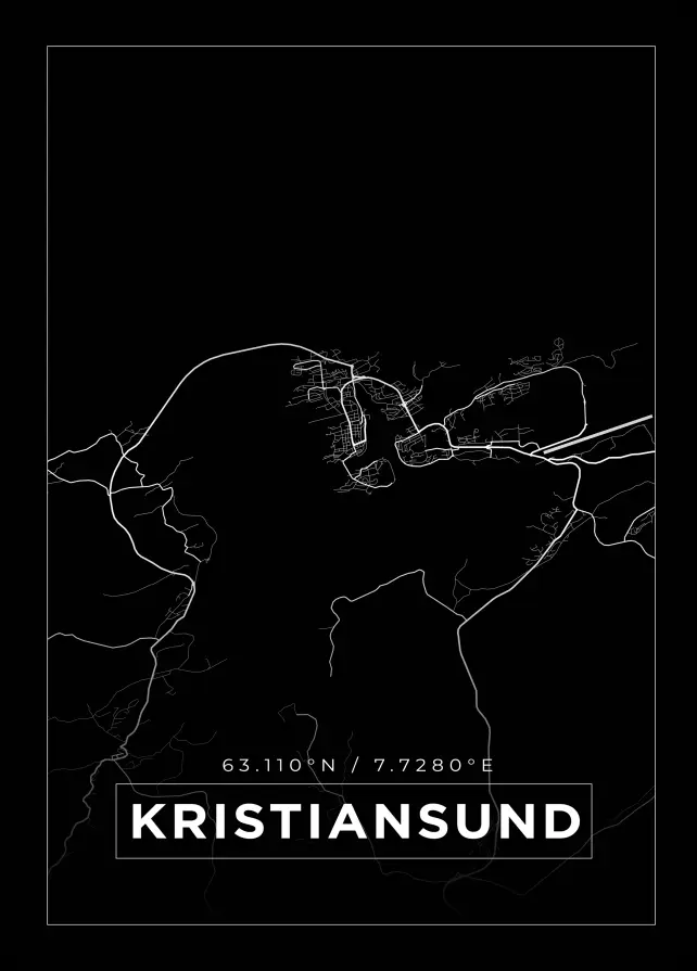 Kort - Kristiansund - Sort Plakat