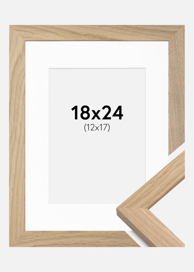 Ramme Oak Wood 18x24 cm - Passepartout Hvid 13x18 cm