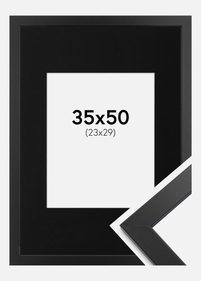 Ramme Black Wood 35x50 cm - Passepartout Sort 24x30 cm