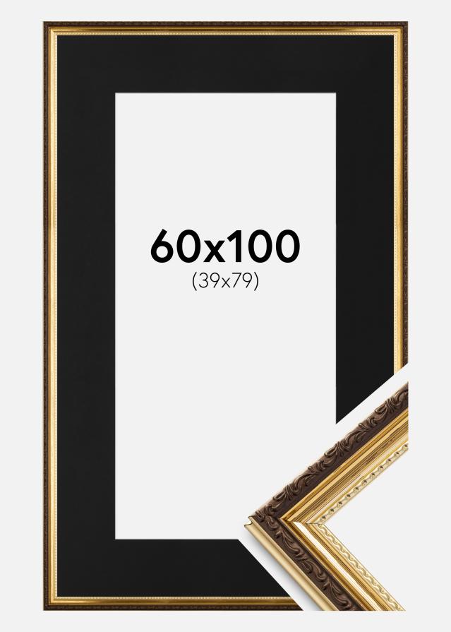 Ramme Abisko Guld 60x100 cm - Passepartout Sort 40x80 cm