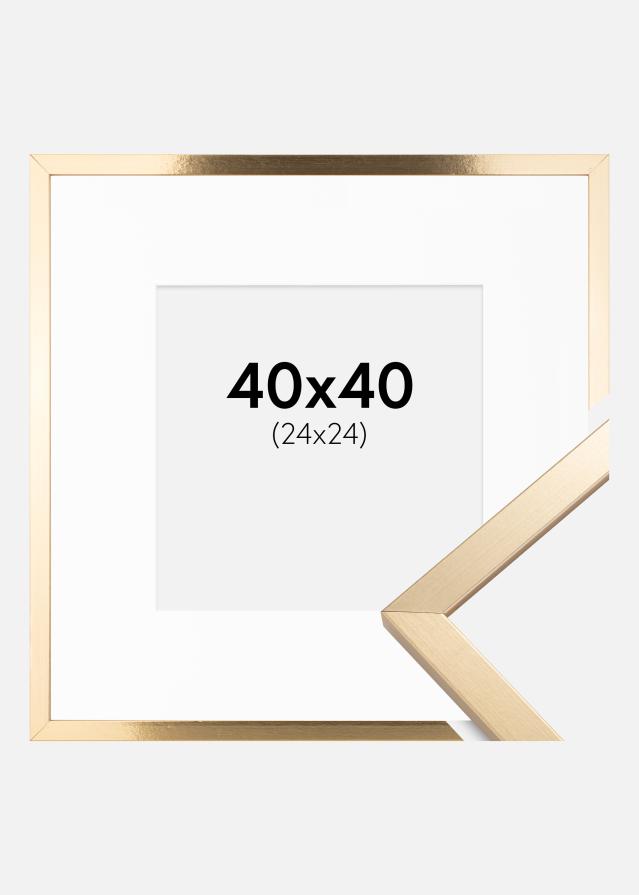 Ramme Trendy Guld 40x40 cm - Passepartout Hvid 25x25 cm