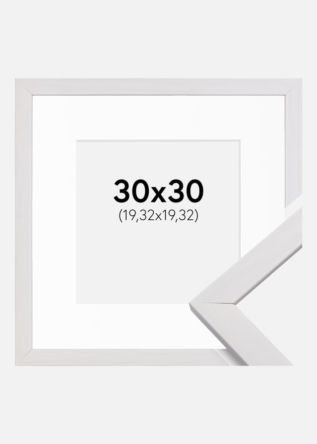 Ramme Stilren Hvid 30x30 cm - Passepartout Hvid 8x8 inches