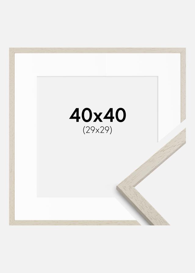 Ramme Edsbyn Sand 40x40 cm - Passepartout Hvid 30x30 cm