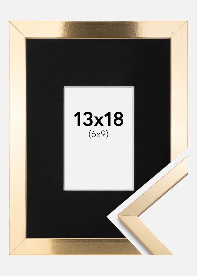 Ramme Trendy Guld 13x18 cm - Passepartout Sort 7x10 cm