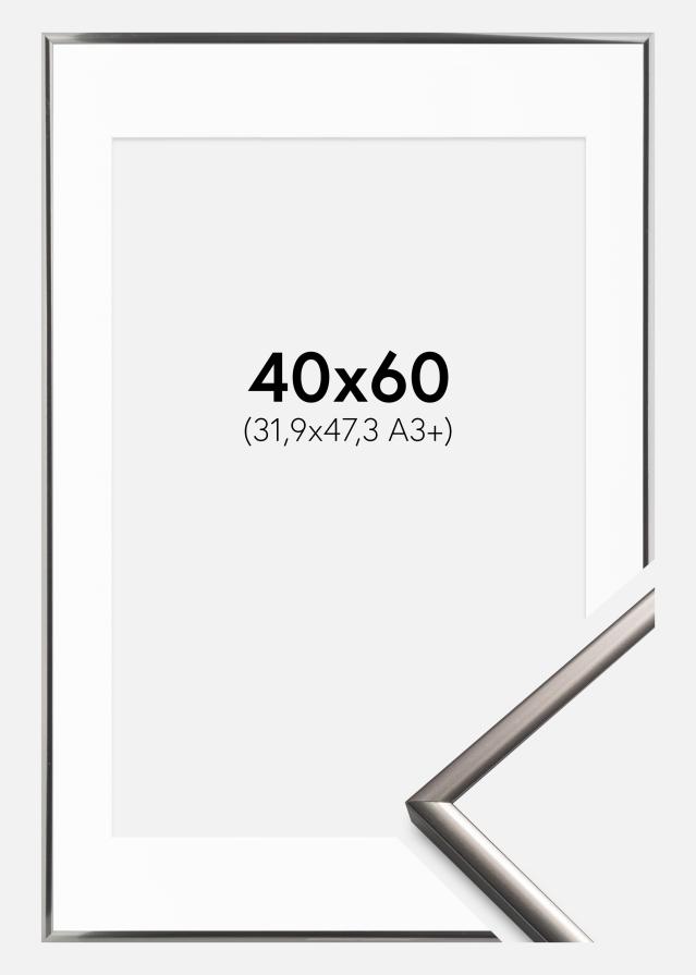 Ramme New Lifestyle Stål 40x60 cm - Passepartout Hvid 32,9x48,3 cm (A3+)