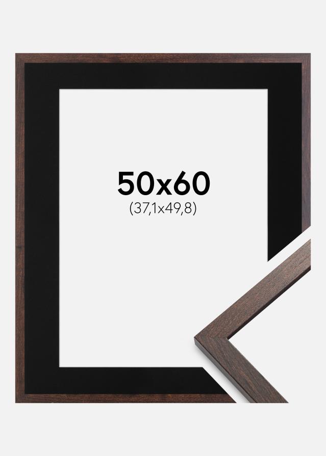 Ramme Trendy Valnød 50x60 cm - Passepartout Sort 15x20 inches