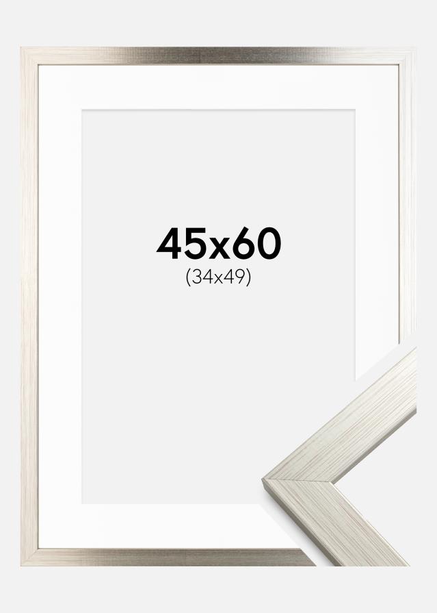 Ramme Silver Wood 45x60 cm - Passepartout Hvid 35x50 cm