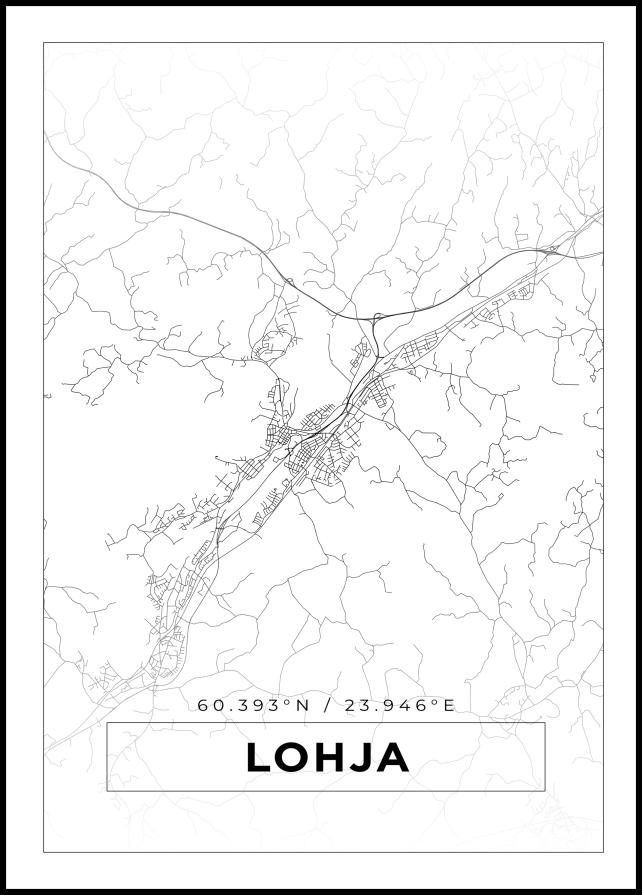 Kort - Lohja - Hvid Plakat