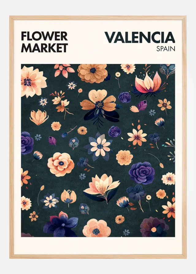 Flower Market - Valencia Plakat