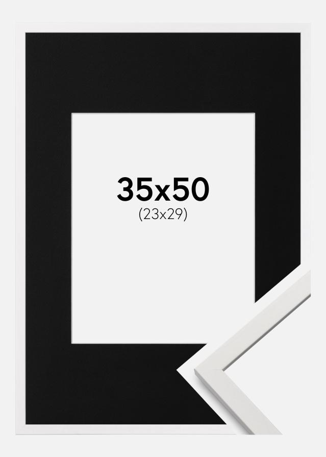 Ramme Edsbyn Hvid 35x50 cm - Passepartout Sort 24x30 cm