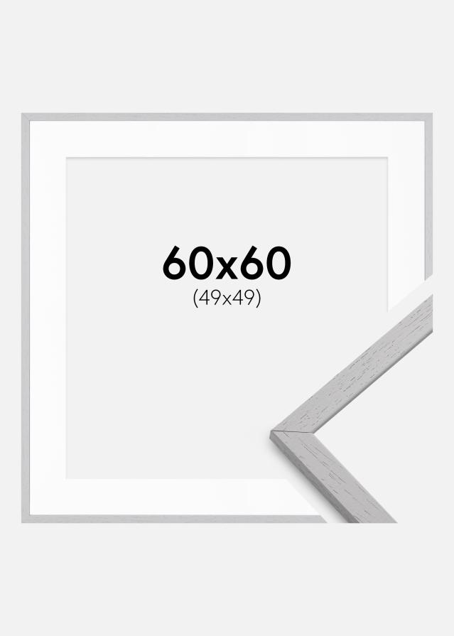 Ramme Edsbyn Grey 60x60 cm - Passepartout Hvid 50x50 cm