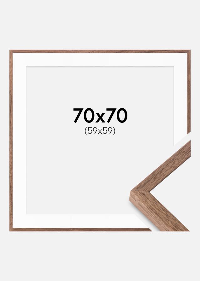 Ramme Soul Walnut Veneer 70x70 cm - Passepartout Hvid 60x60 cm