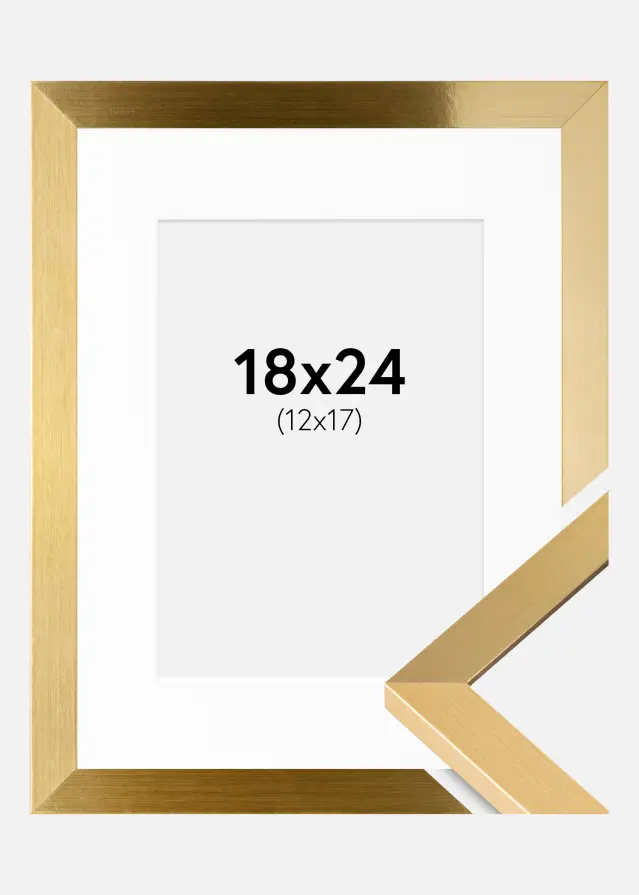 Ramme Selection Guld 18x24 cm - Passepartout Hvid 13x18 cm