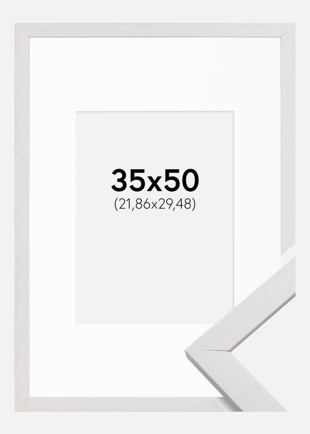 Ramme Stilren Hvid 35x50 cm - Passepartout Hvid 9x12 inches