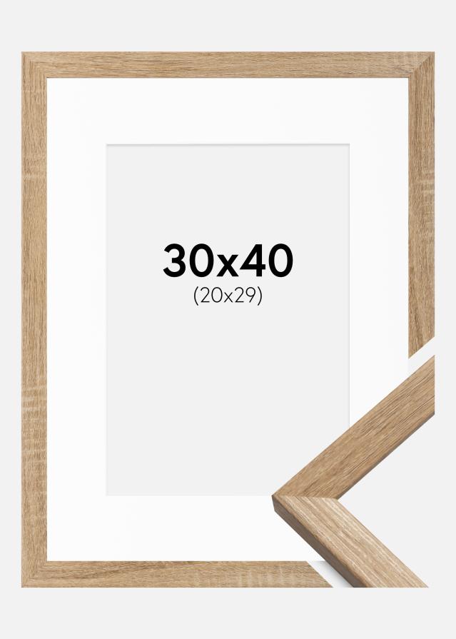 Ramme Fiorito Lys Eg 30x40 cm - Passepartout Hvid 21x30 cm