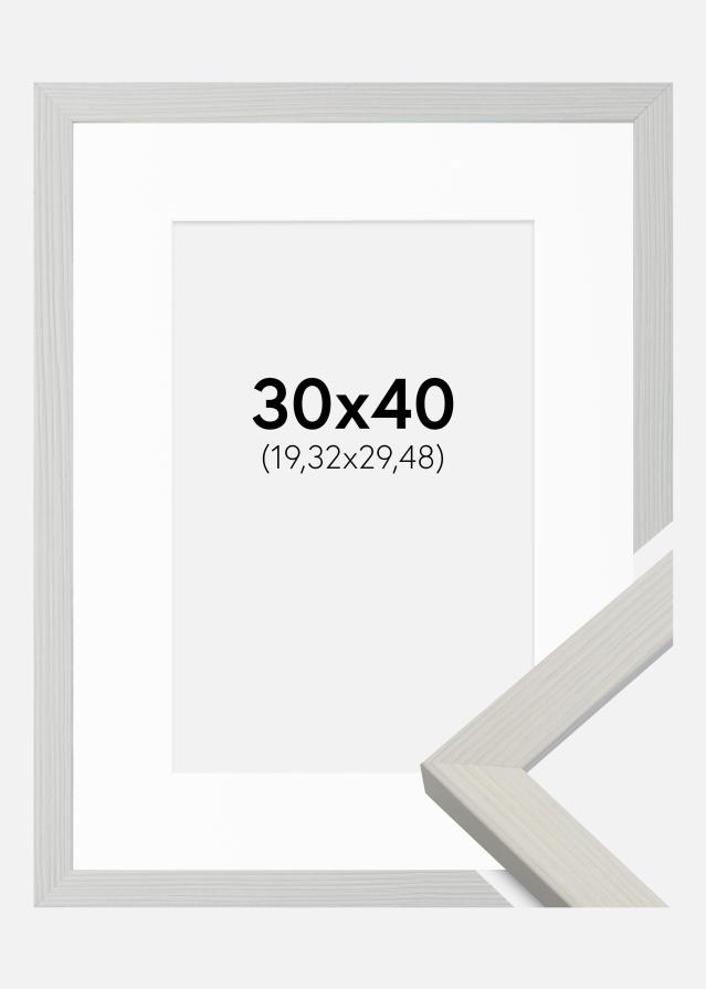 Ramme Fiorito Hvid 30x40 cm - Passepartout Hvid 8x12 inches
