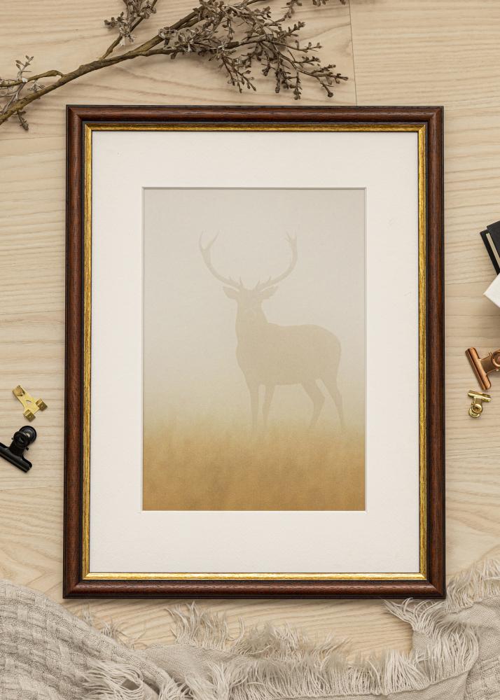 Ramme Siljan Brun 60x80 cm - Passepartout Hvid 50x65 cm