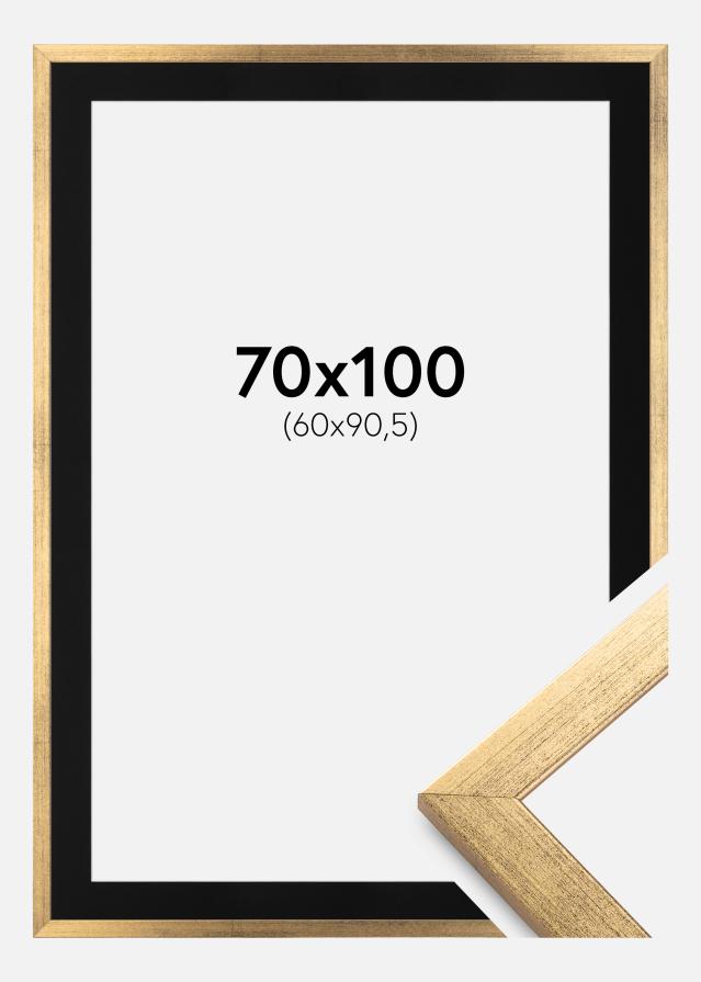 Ramme Stilren Guld 70x100 cm - Passepartout Sort 61x91,5 cm