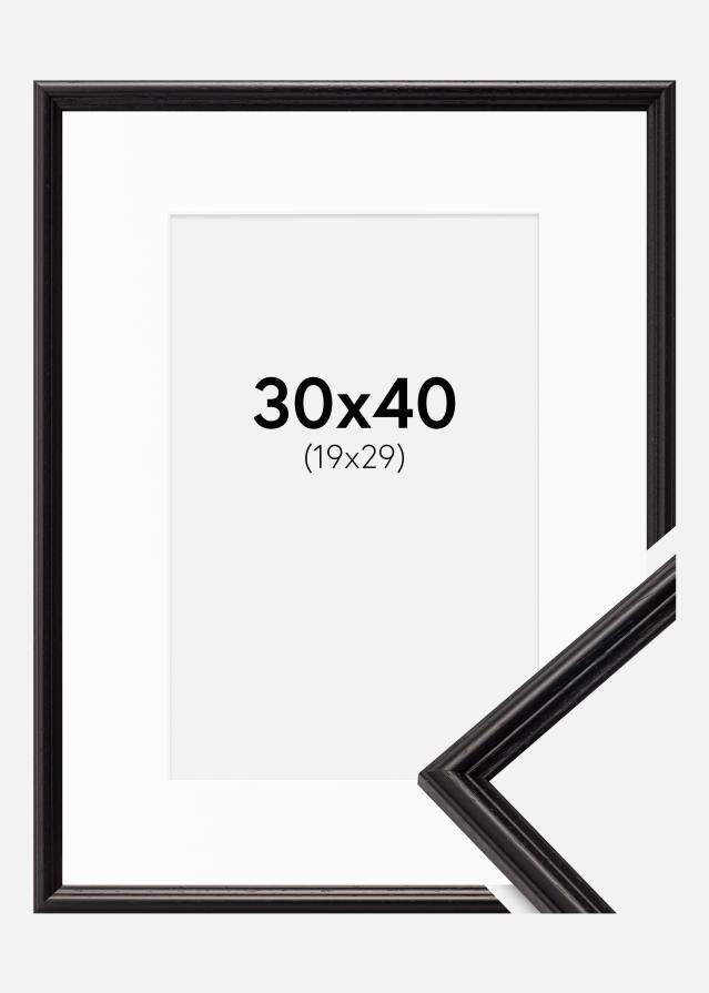 Ramme Horndal Sort 30x40 cm - Passepartout Hvid 20x30 cm