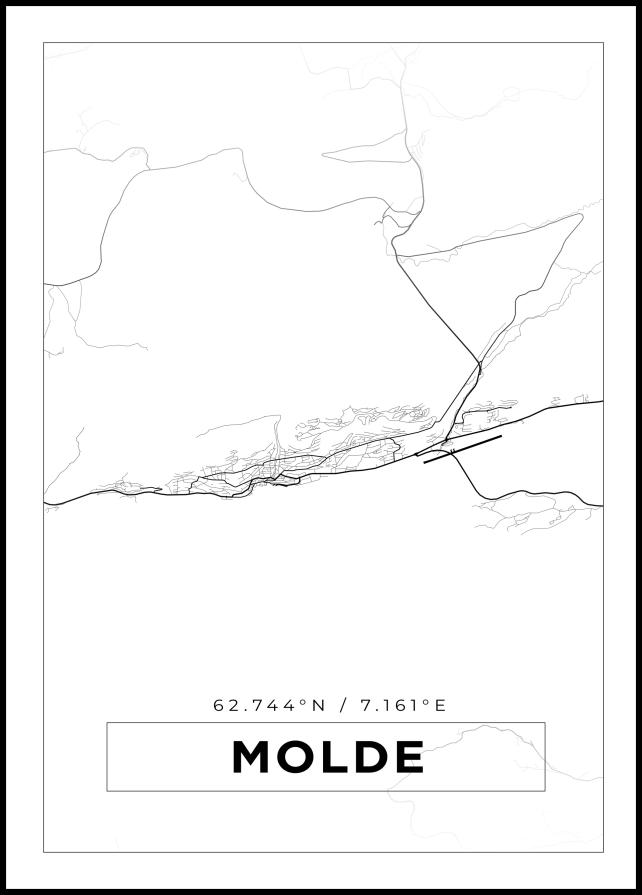 Kort - Molde - Hvid Plakat