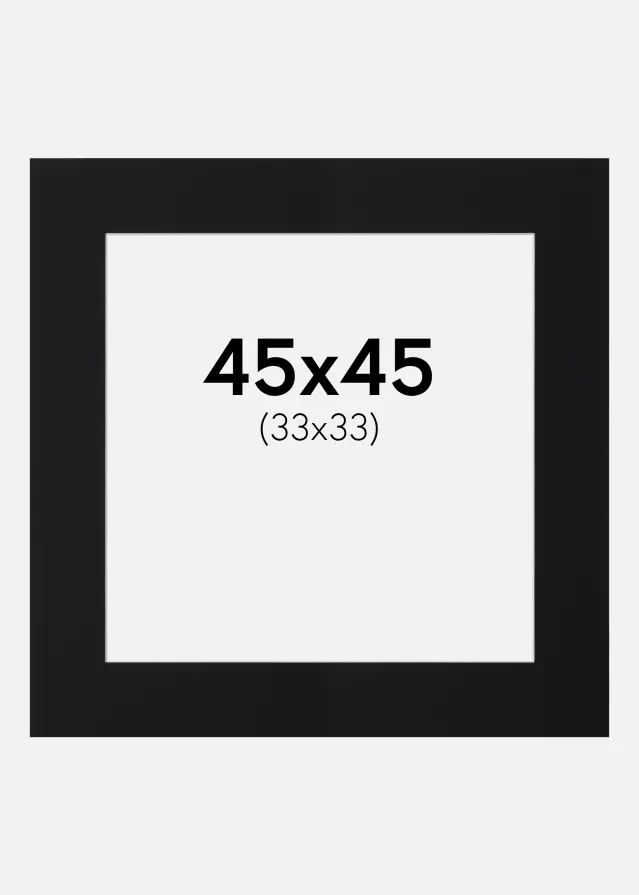 Passepartout Sort Standard (Hvid kerne) 45x45 cm (33x33)