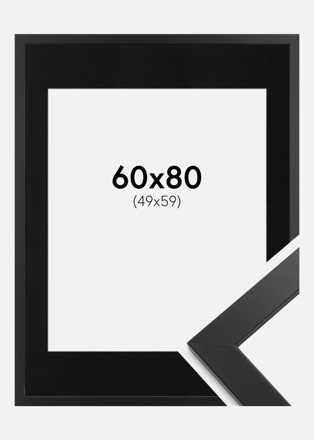 Ramme Black Wood 60x80 cm - Passepartout Sort 50x60 cm