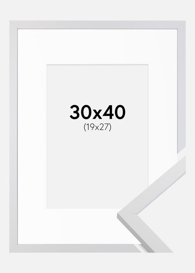 Ramme Trendy Hvid 30x40 cm - Passepartout Hvid 20x28 cm