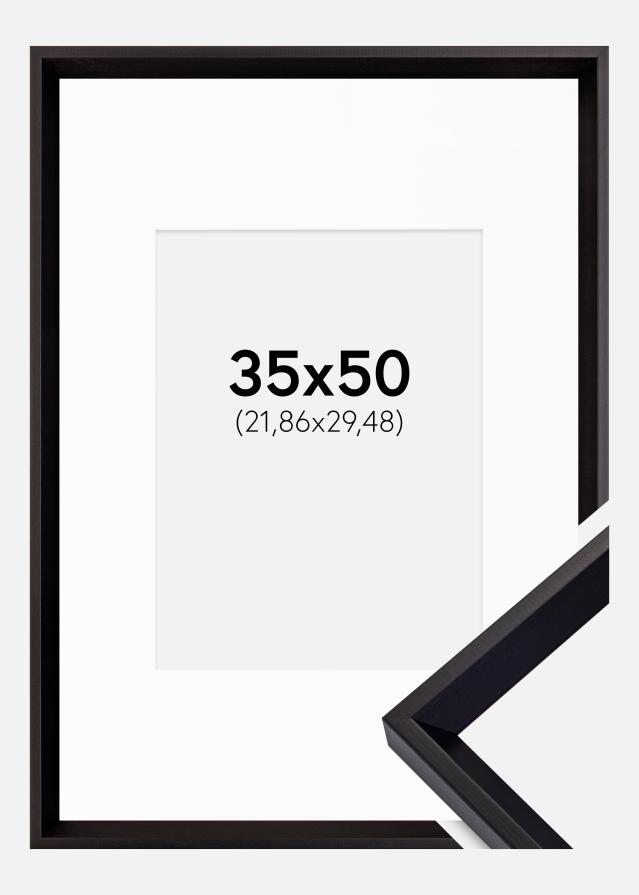 Ramme Globe Sort 35x50 cm - Passepartout Hvid 9x12 inches