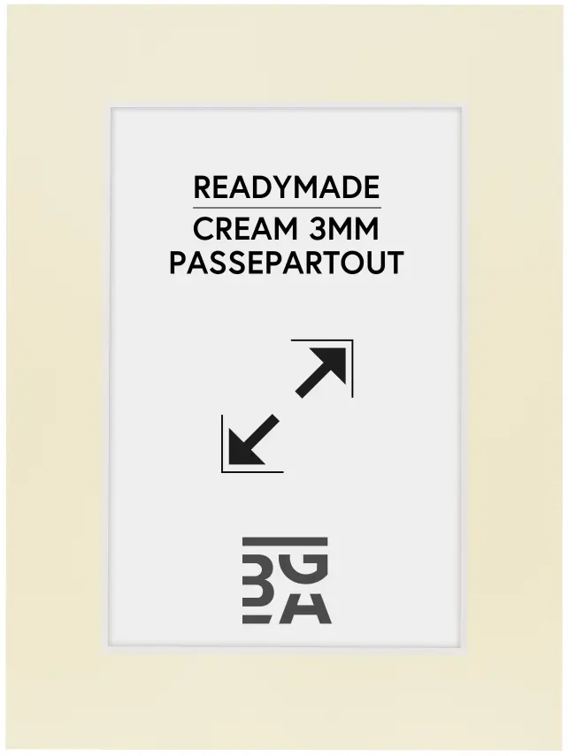 Passepartout Creme 3 mm (Hvid kerne) 30x30 cm (19x19)