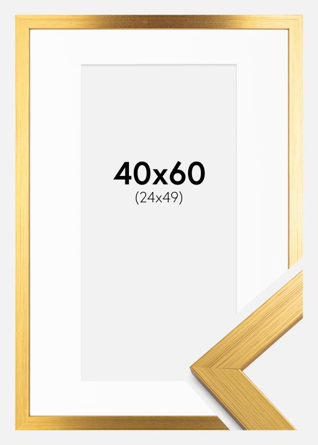 Ramme Gold Wood 40x60 cm - Passepartout Hvid 25x50 cm