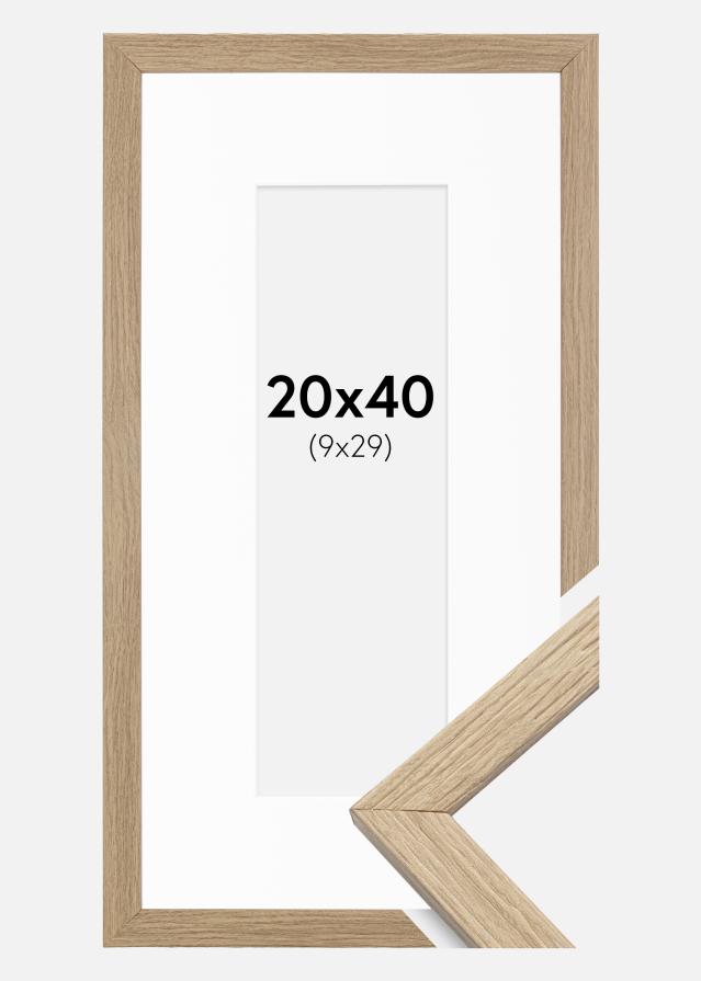 Ramme Stilren Eg 20x40 cm - Passepartout Hvid 10x30 cm