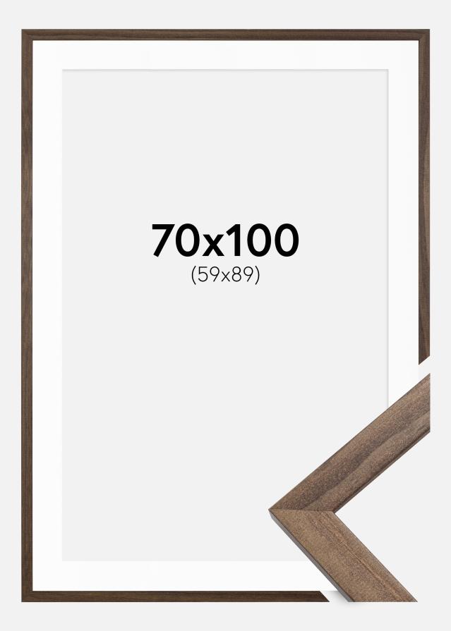 Ramme Stilren Valnød 70x100 cm - Passepartout Hvid 60x90 cm