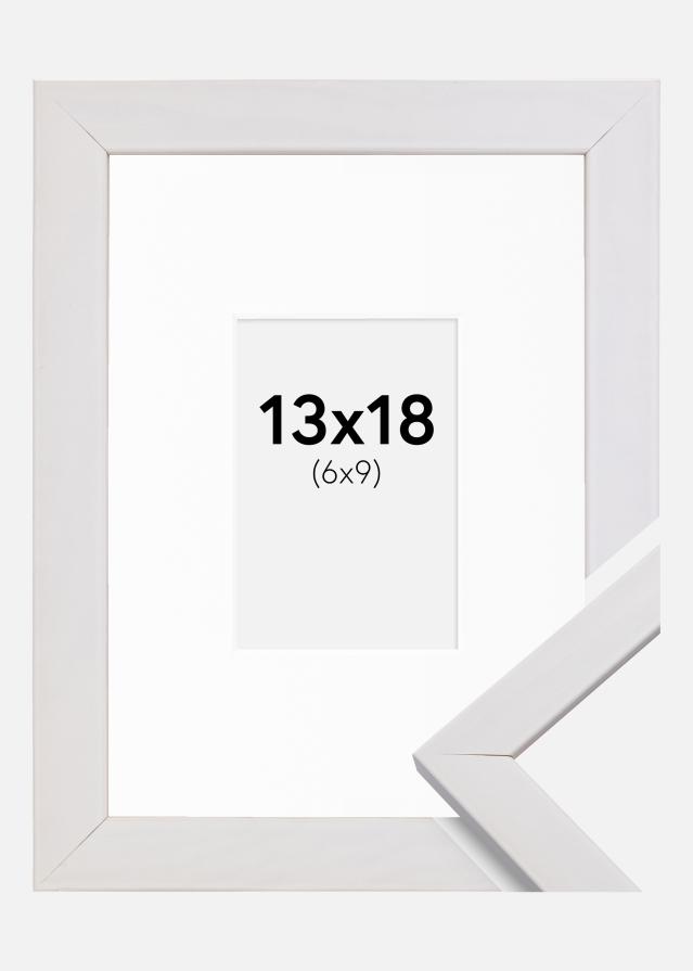 Ramme Stilren Hvid 13x18 cm - Passepartout Hvid 7x10 cm