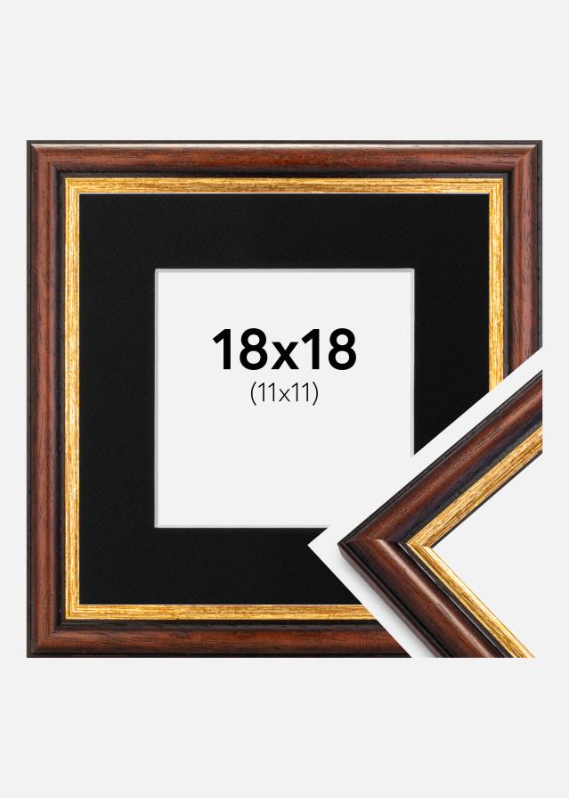 Ramme Siljan Brun 18x18 cm - Passepartout Sort 12x12 cm