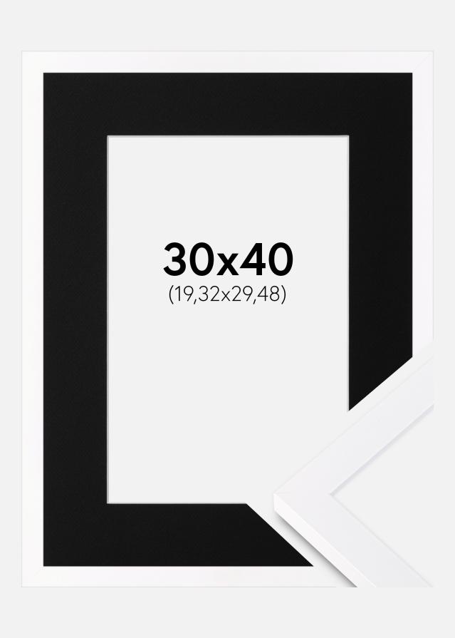Ramme Selection Hvid 30x40 cm - Passepartout Sort 8x12 inches