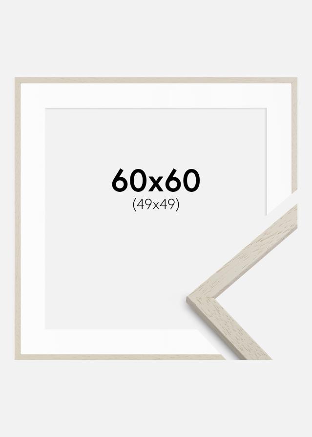 Ramme Edsbyn Sand 60x60 cm - Passepartout Hvid 50x50 cm