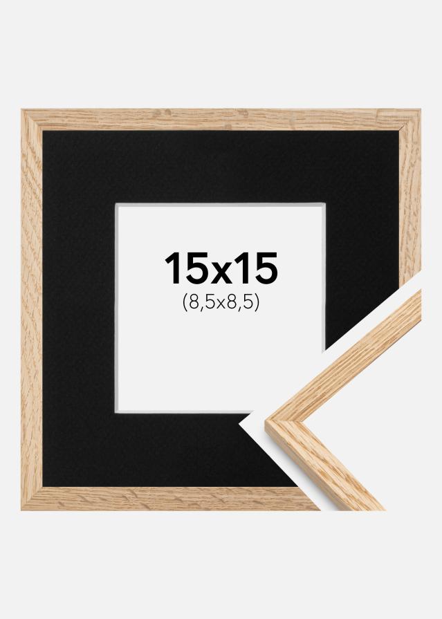 Ramme Tynd Eg 15x15 cm - Passepartout Sort 9x9 cm