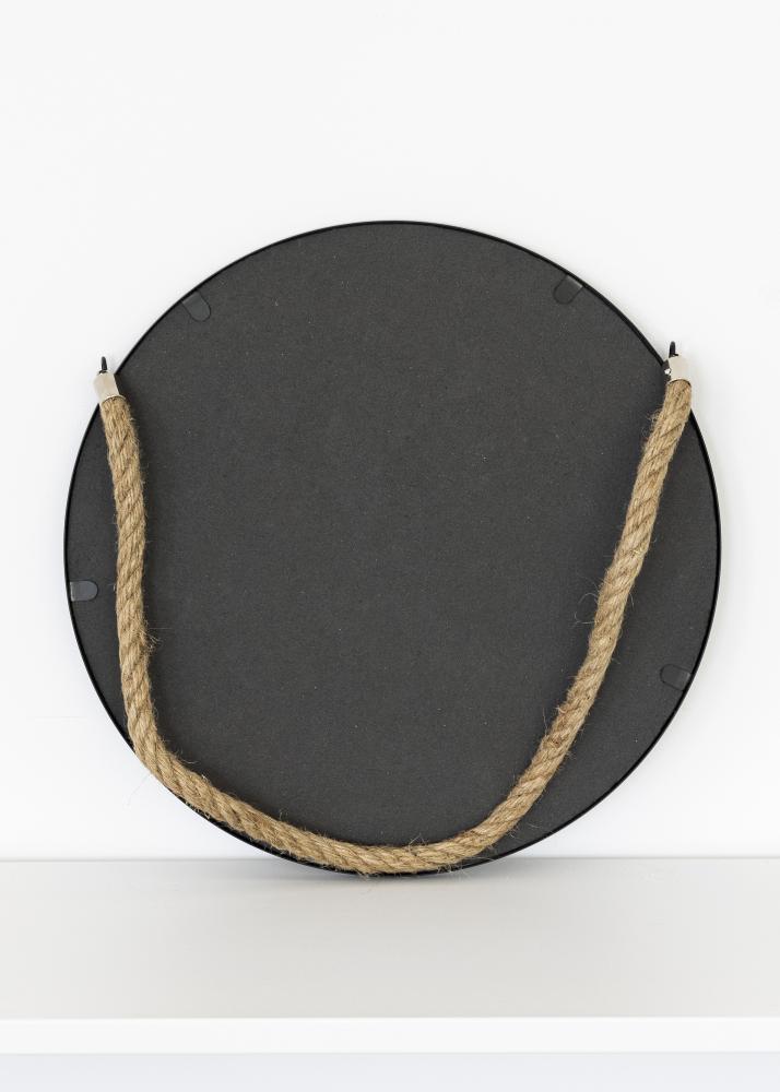 KAILA Rundt Spejl Rope - Sort 30 cm Ø