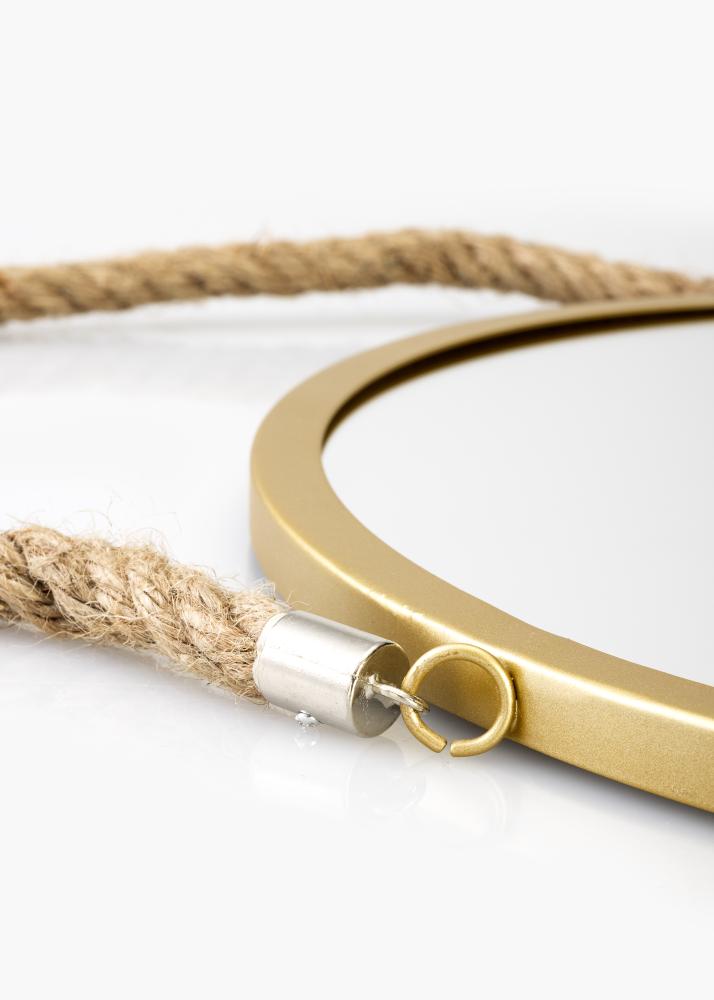 KAILA Rundt Spejl Rope - Guld 30 cm Ø