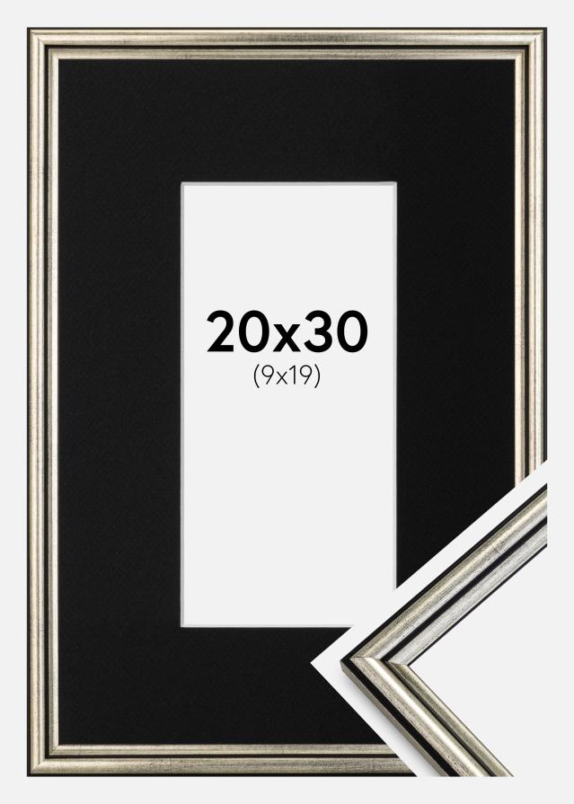 Ramme Horndal Sølv 20x30 cm - Passepartout Sort 10x20 cm