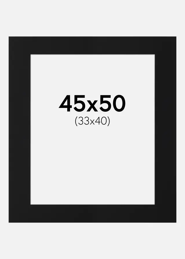 Passepartout Sort Standard (Hvid kerne) 45x50 cm (33x40)