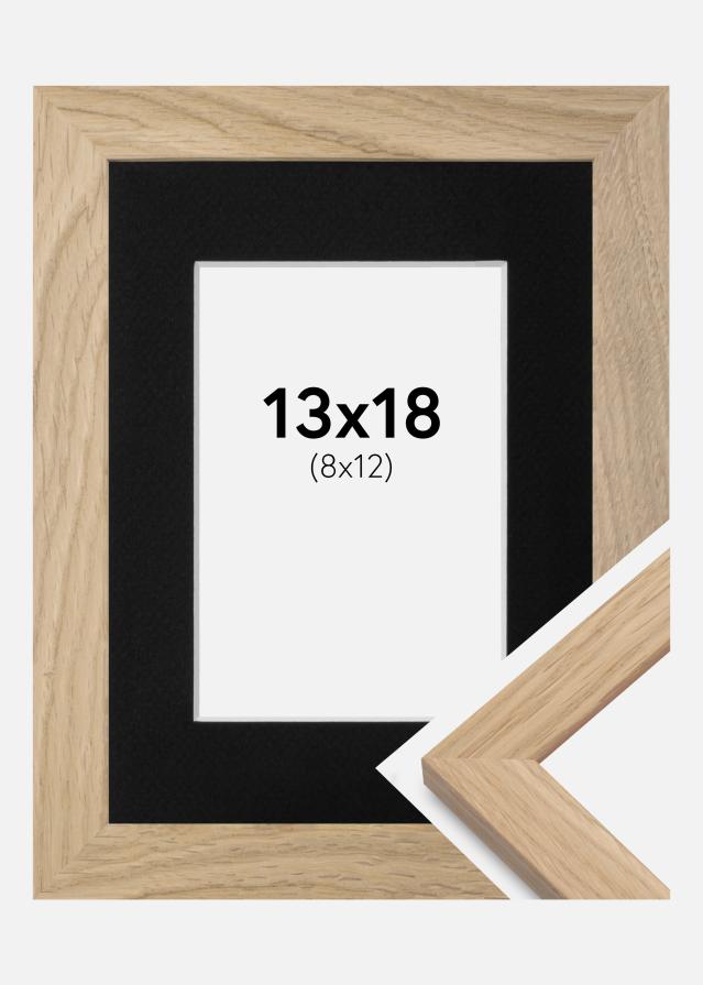 Ramme Oak Wood 13x18 cm - Passepartout Sort 9x13 cm