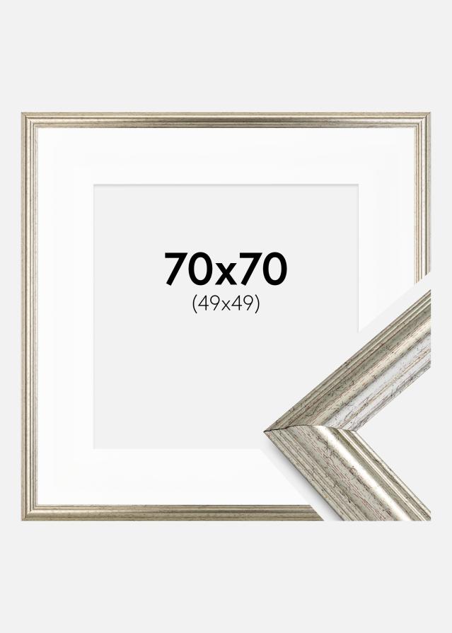 Ramme Västkusten Sølv 70x70 cm - Passepartout Hvid 60x60 cm