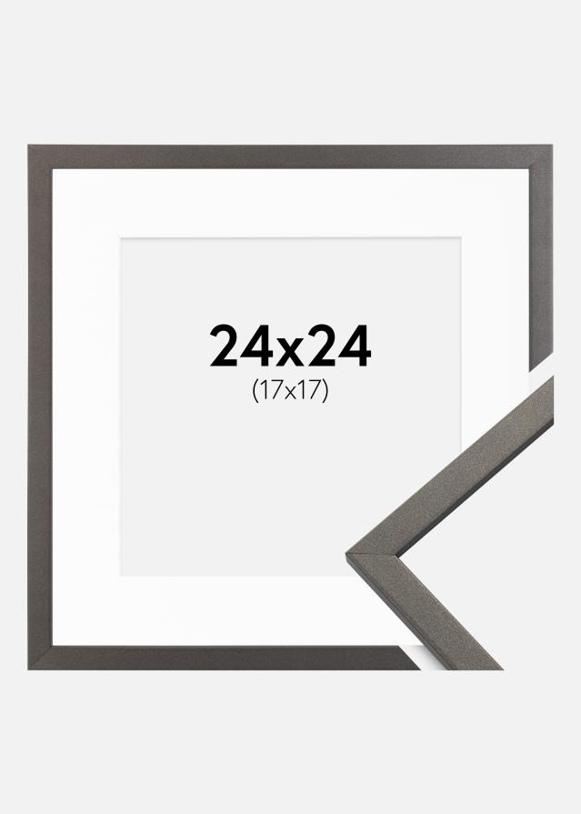 Ramme Edsbyn Grafit 24x24 cm - Passepartout Hvid 18x18 cm