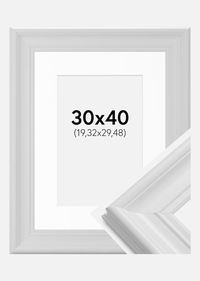 Ramme Mora Premium Hvid 30x40 cm - Passepartout Hvid 8x12 inches