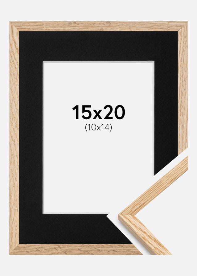 Ramme Tynd Eg 15x20 cm - Passepartout Sort 11x15 cm