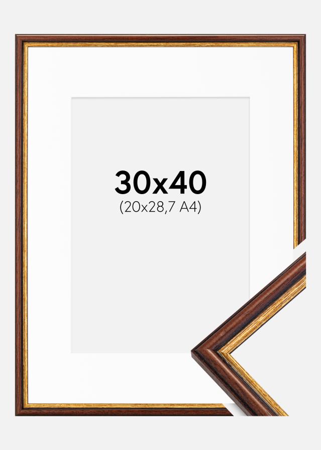 Ramme Horndal Brun 30x40 cm - Passepartout Hvid 21x29,7 cm (A4)